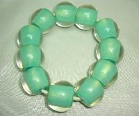 £19.00 - Unusual and Quirky Chunky Green and Clear Lucite Bead Stretch Bracelet