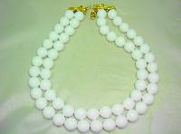 Vintage 80s Signed Monet Two Row Chunky White Bead Necklace Stunning!