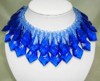 £150.00 - Vintage 60s Spectacular Cobolt Blue Lucite Drop Wide Collar Necklace