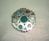 1950s Unsigned Miracle Scottish Celtic Agate Glass and Diamante Brooch