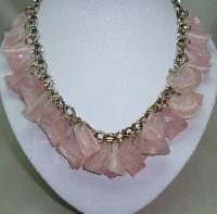 Vintage 50s Fabulous Chunky Pink Lucite Garland Drop Charm Bead Necklace 