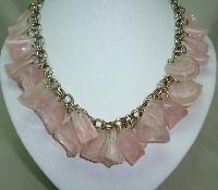 Vintage 50s Fabulous Chunky Pink Lucite Garland Drop Charm Bead Necklace 