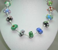 £40.00 - Very Pretty Multicoloured Large Wedding Cake Glass Bead Necklace Stunning
