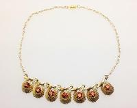 £24.00 - Vintage 50s Goldtone Amber Diamante Drop Necklace Stunning!