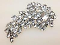 Vintage 50s Style Plastic Faceted Stone Silvertone Brooch Very Showy! 8cms