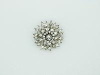 Vintage 40s Quality Sparkling Diamante Starburst Design Silvertone Brooch 