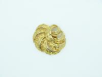 Vintage 60s Large Goldtone Textured Swirl Effect Scarf Clip 5cms