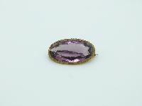 Antique Victorian Pretty Purple Paste Glass Gilt Metal Brooch 3.5cms