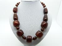Vintage 70s STYLE Unusual Chunky Brown Moonglow Plastic Bead Necklace 54cms