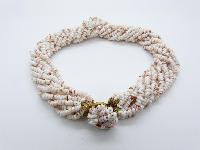 Vintage 60s Convertible Ten Row White Pukka Shell Chip Necklace Fab Clasp!