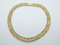 Vintage 80s Signed Monet Fancy Gold Plated Articulated Link Collar Necklace