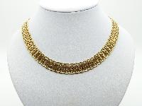 Vintage 80s Signed Monet Fancy Gold Plated Articulated Link Collar Necklace