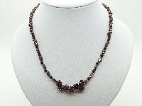 £8.00 - Delicate and Pretty Garnet Glass Cluster Bead Necklace 47cms