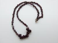 Delicate and Pretty Garnet Glass Cluster Bead Necklace 47cms