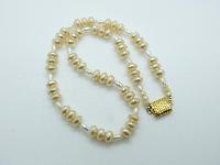 Vintage 50s Pretty Faux Glass Pearl Rondel Bead Necklace 50cms
