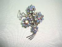 Vintage 1950s Aurora Borealis Rhinestone Diamante Flower Spray Brooch 