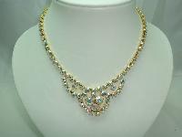 1950s Sparkling AB Diamante Gold Cascade Drop Necklace