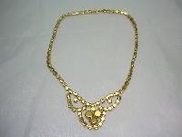 1950s Sparkling AB Diamante Gold Cascade Drop Necklace