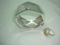 1950s Wide Diamond Cut Silver Clamper Bangle +FREE RING