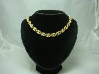 Vintage 80s Stunning Diamante Fancy Gold Link Necklace