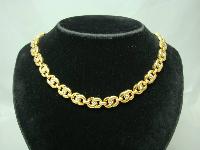 Vintage 80s Stunning Diamante Fancy Gold Link Necklace