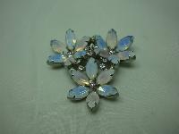 Vintage 50s Stunning Large Opaline Glass and Diamante Flower Brooch 