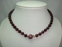 1950s Purple Glass Bead Necklace Fab Diamante Clasp WOW