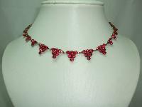 Vintage Art Deco Fab Pink Paste Diamante Triangle Drop Style Necklace