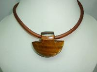 Unique Contemporary Chunky Tigers Eye Pendant Collar Necklace 