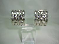 1980s Signed Givenchy Classy Wide Chain Link Clip On Silver Earrings