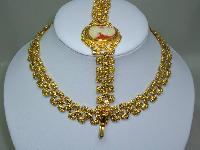 1960s Signed Majestic 22ct Gold Plate Necklace and Cameo Bracelet Set 