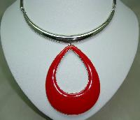 Stunning Contemporary Red Enamel Silver Statement Collar Necklace Wow!