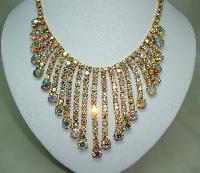 Vintage 50s Amazing AB Diamante Festoon Bib Drop Necklace and Earrings
