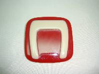 1970s Unique and Contemporary Large Red and Cream Lucite Square Brooch