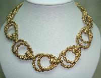 Vintage 80s Chunky Fancy Double Link Textured Gold Statement Necklace