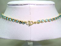 1950s Glam Aqua Blue Diamante Festoon Cascade Necklace Statement Piece
