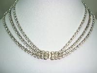 Vintage 50s Amazing 3 Row Graduating Sparkling Diamante Necklace