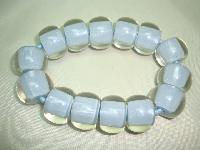 Unusual and Quirky Chunky Blue and Clear Lucite Bead Stretch Bracelet