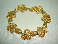 Vintage 80s Signed Napier Fancy Floral Link Design Goldplated Bracelet