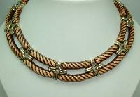1970s Very Attractive Wide Brown and Gold Lucite Collar Necklace MINT!