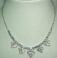 £23.00 - Vintage 50s Sparkling Diamante Flower Drop Necklace 