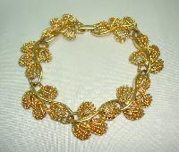 Vintage 80s Signed Napier Fancy Floral Link Design Goldplated Bracelet