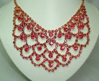 1950s Fabulous Pink Diamante Festoon Cascade Necklace Statement Piece!