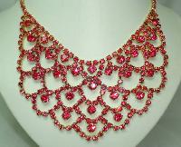 1950s Fabulous Pink Diamante Festoon Cascade Necklace Statement Piece!