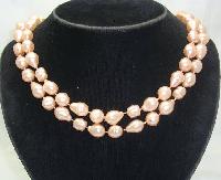 £8.00 - Vintage 50s Pink Baroque Faux Pearl Bead Necklace WOW