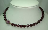 1950s Purple Glass Bead Necklace Fab Diamante Clasp WOW