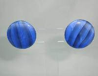£19.00 - Vintage 40s Retro Semi Precious Blue Agate Button Clip On Earrings