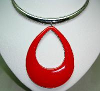 Stunning Contemporary Red Enamel Silver Statement Collar Necklace Wow!