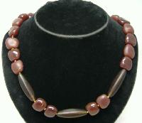 £18.00 - Vintage 50s Chunky Chocolate Brown Glass Bead Necklace