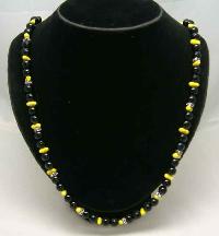 £12.00 - Vintage 50s Black & Yellow Glass Bead Diamante Necklace